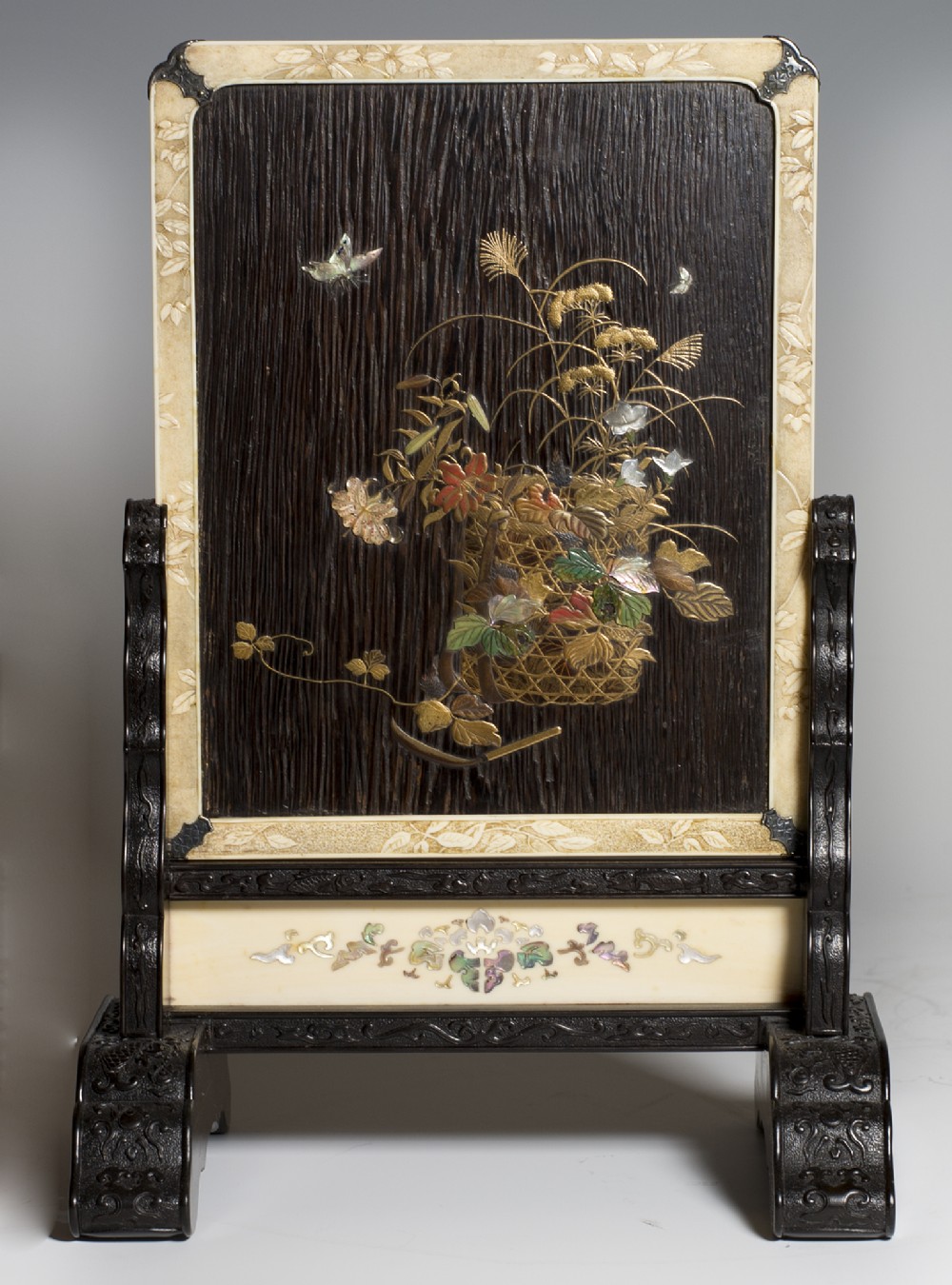 Japanese Gold Lacquer & Shibayama Table Screen View II