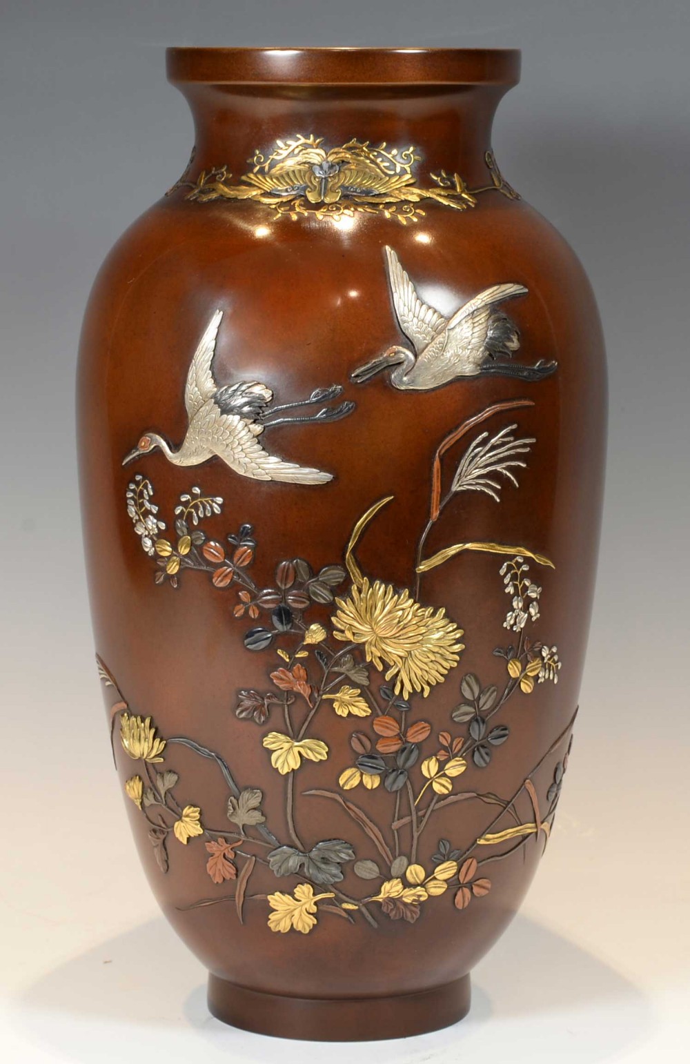 japanese bronze mixed metal vase by yoshihisa - CATEGORY: ANTIQUE METAL - DATED 1890