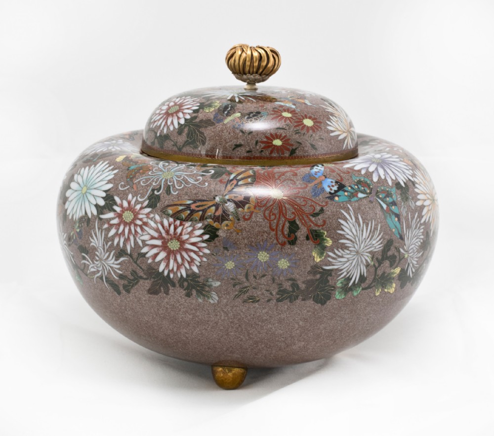 Large Japanese Cloisonne Enamel Koro-Incense Burner View III
