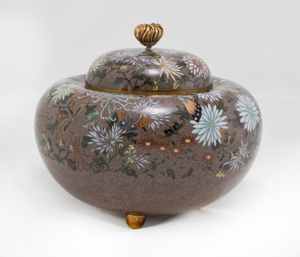 Large Japanese Cloisonne Enamel Koro-Incense Burner View V