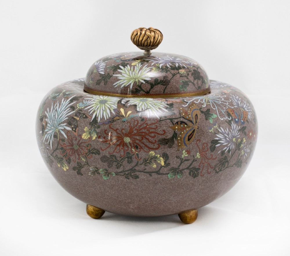 Large Japanese Cloisonne Enamel Koro-Incense Burner View VI