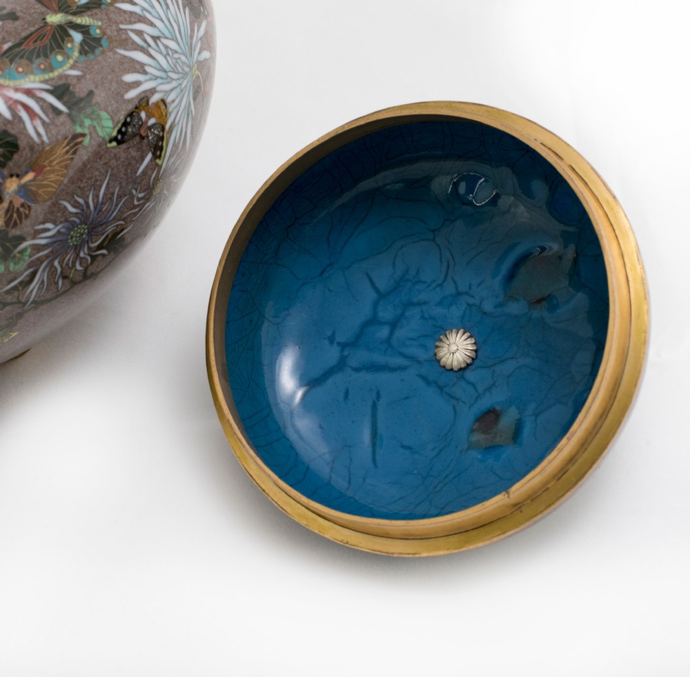 Large Japanese Cloisonne Enamel Koro-Incense Burner View XII