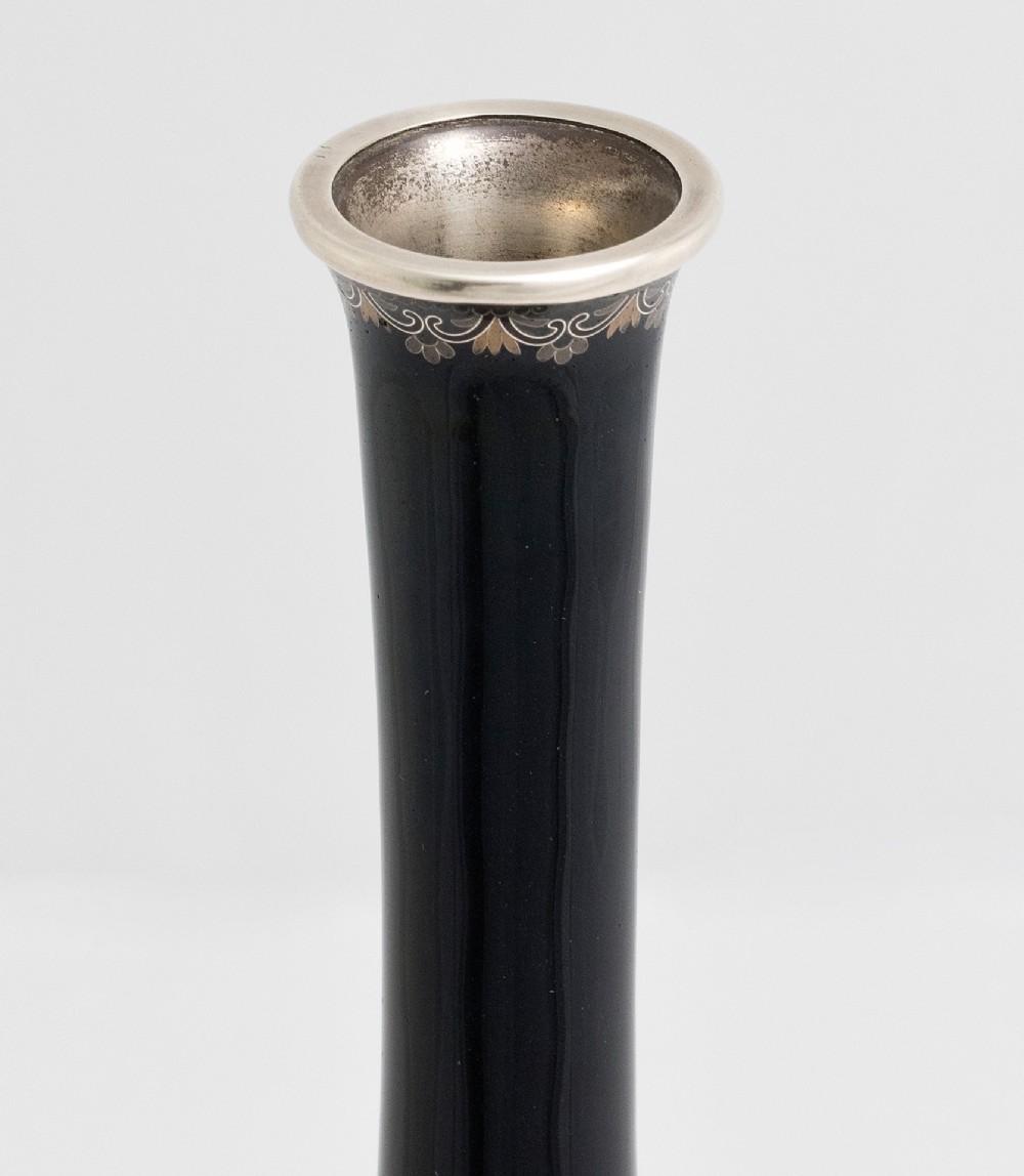 Japanese Cloisonne Enamel Silver Wire Vase View VII