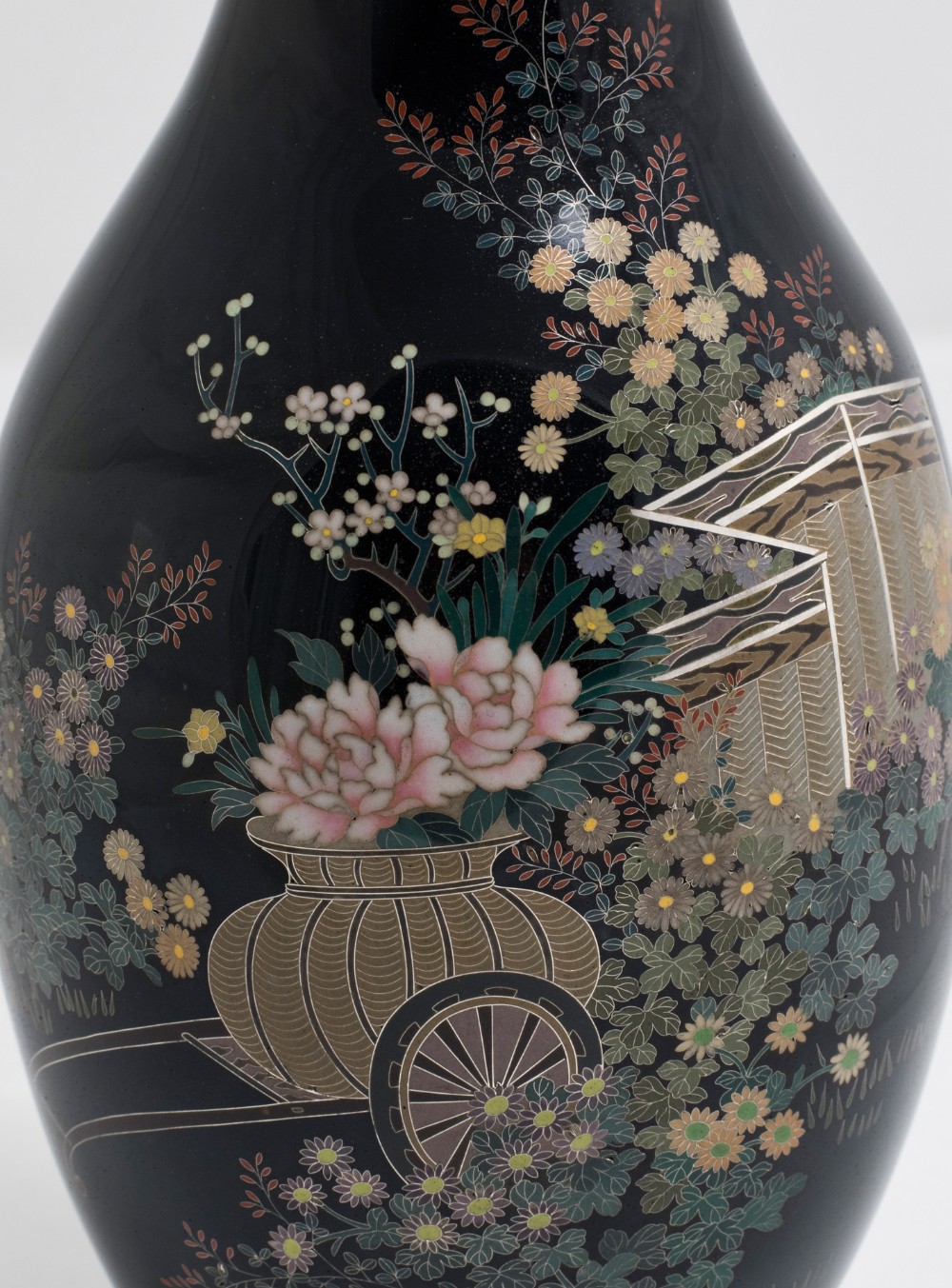 Japanese Cloisonne Enamel Silver Wire Vase View VIII