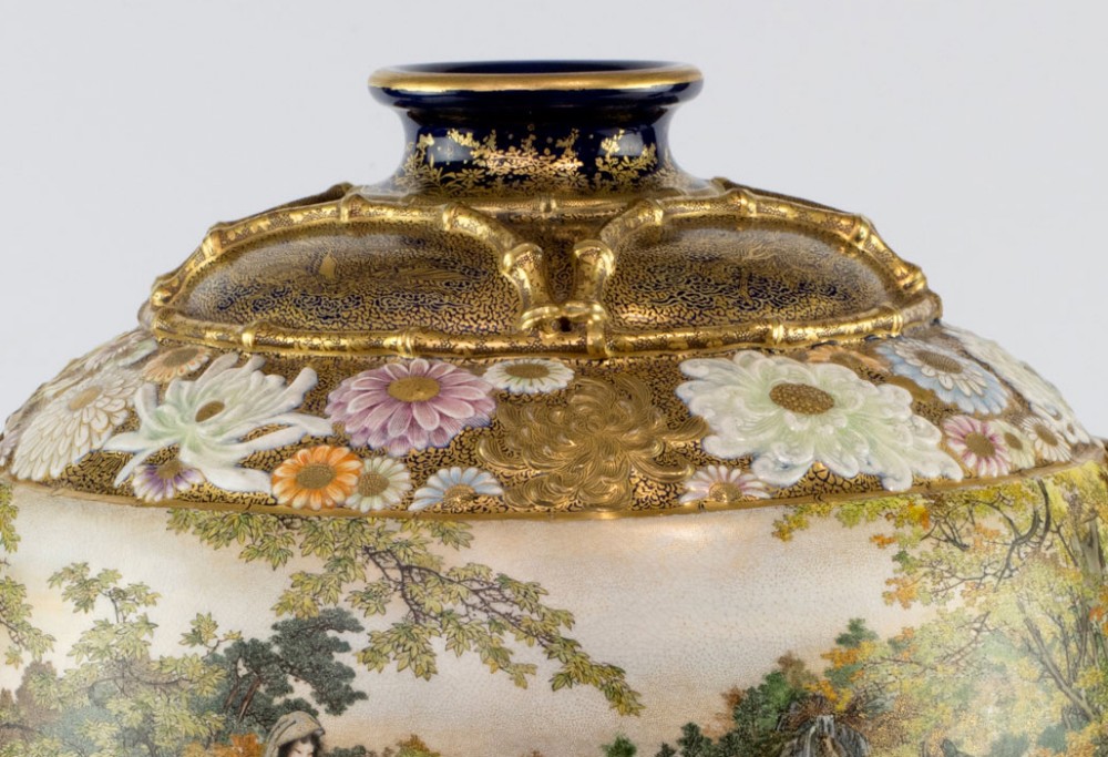 Outstanding Japanese Satsuma Vase By Kinkozan View XIII