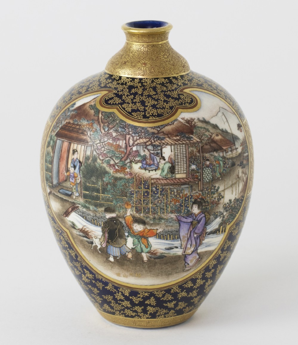 Japanese Satsuma Vase Multi Signed by Kinkozan View II