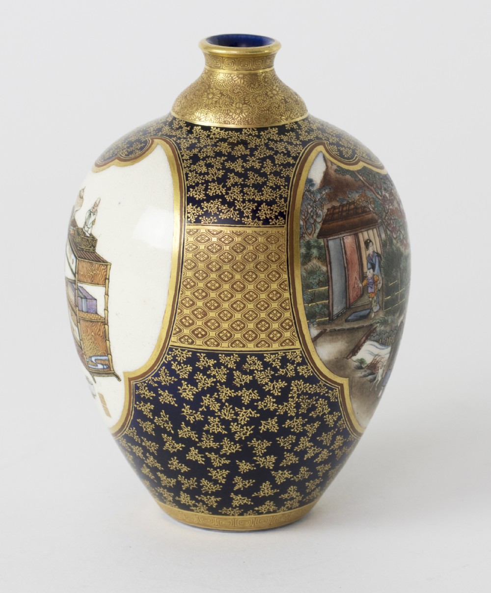 Japanese Satsuma Vase Multi Signed by Kinkozan View IV