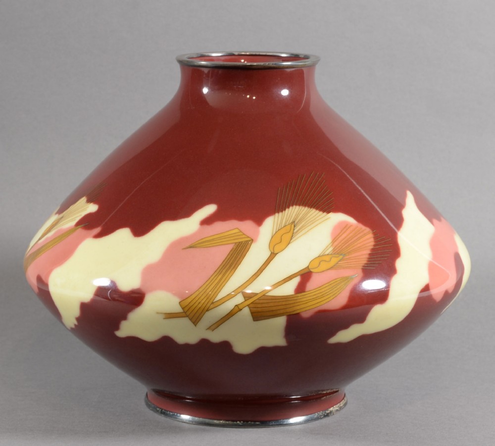 stylish japanese cloisonne enamel vase ando company - CATEGORY: ANTIQUE METAL - DATED 1940