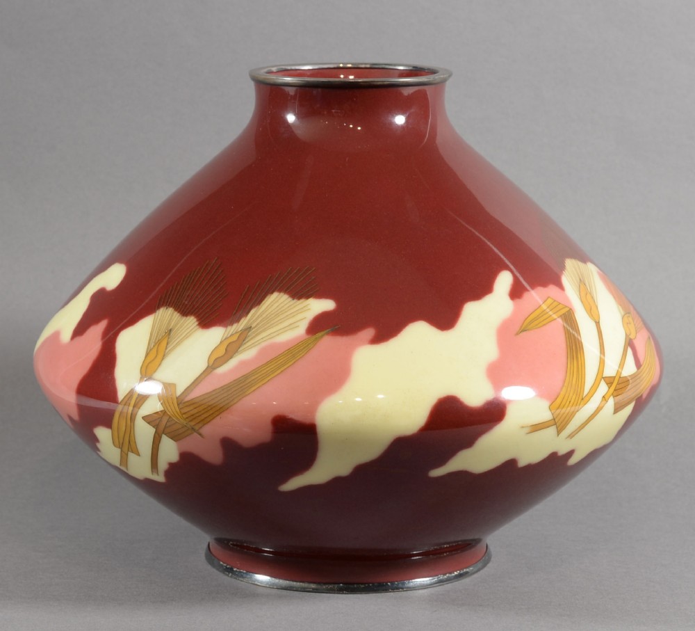 Stylish Japanese Cloisonne Enamel Vase -  Ando Company View II