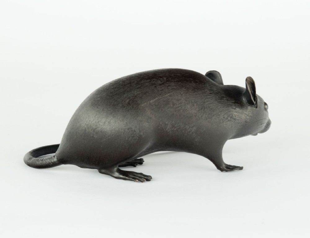 Fine Quality Japanese Bronze Rat Okimono - Artist Signed View V