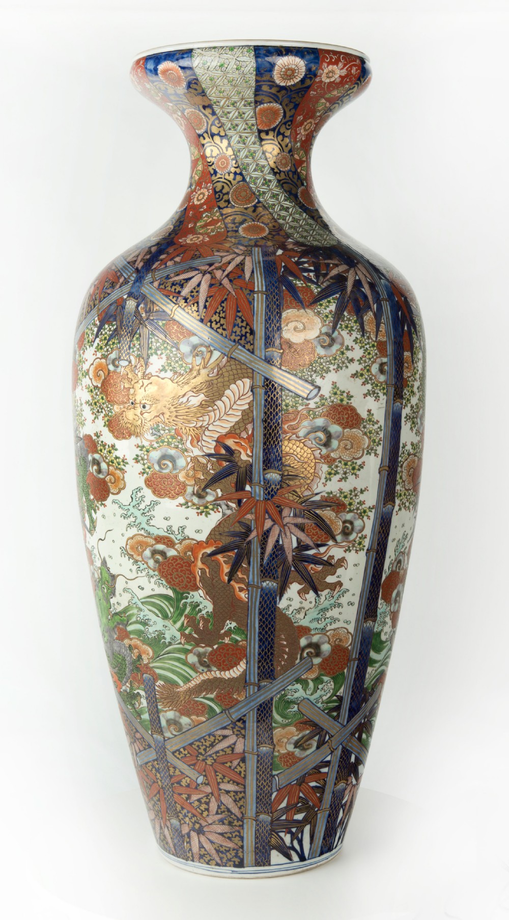 Huge Japanese Dragon Decorated Imari Floor Vase View II