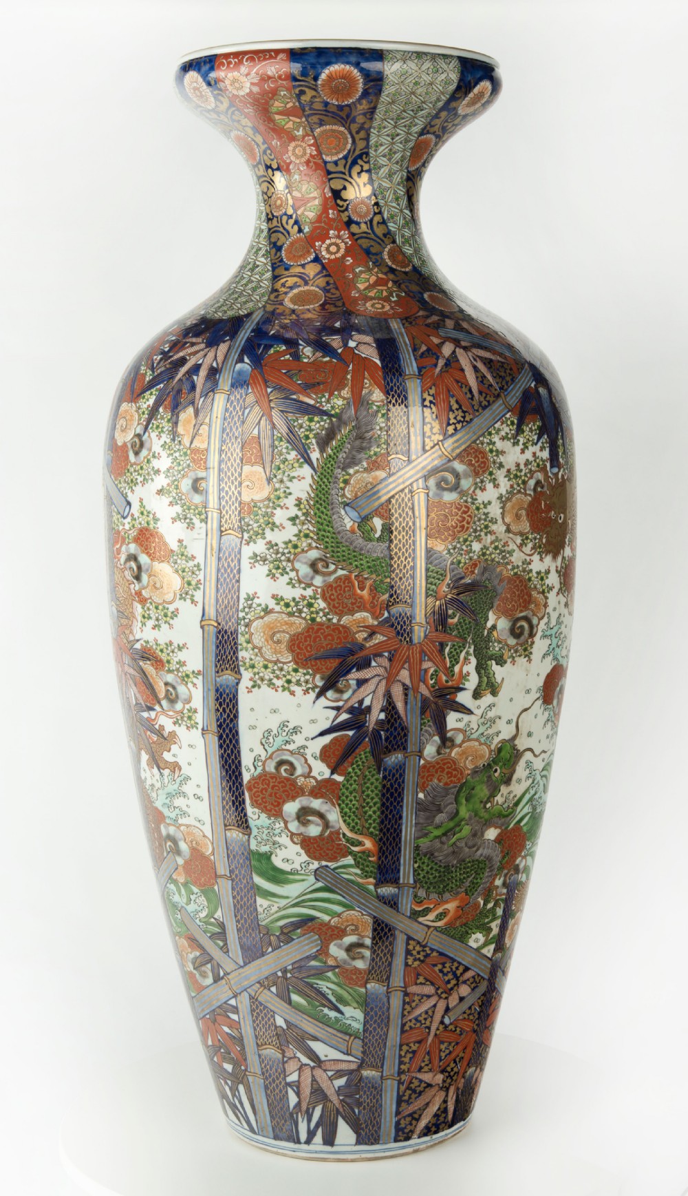 Huge Japanese Dragon Decorated Imari Floor Vase View IV