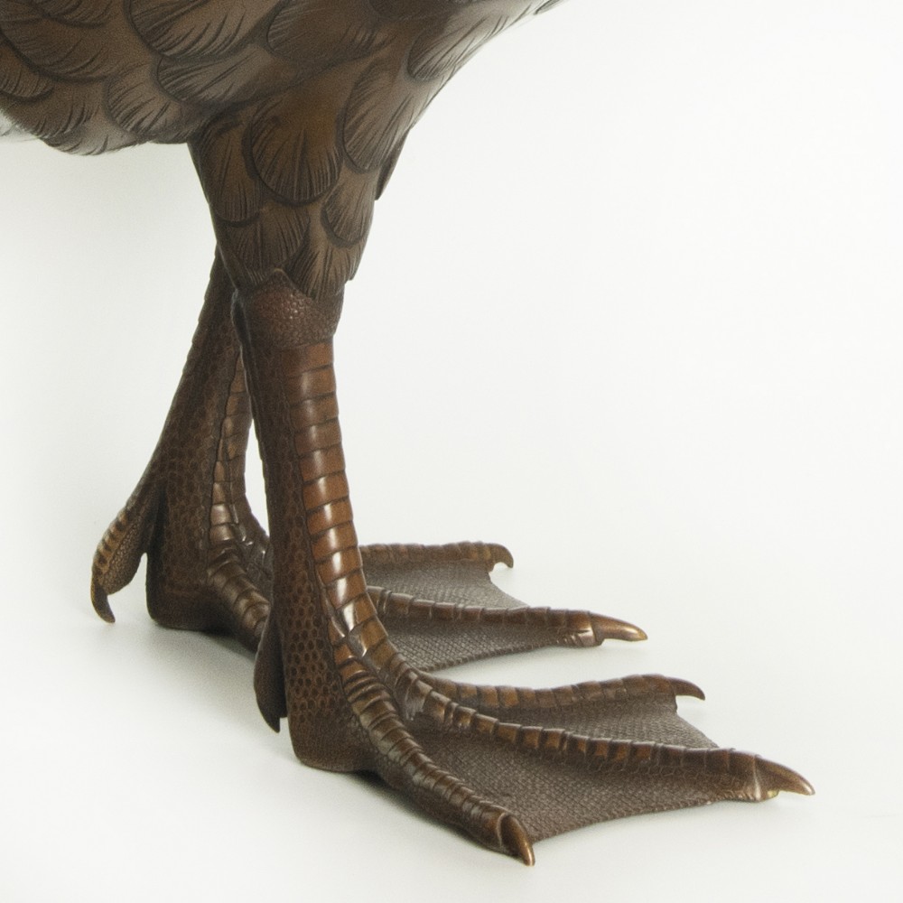 Life Size Japanese Bronze Runner Duck Okimono- Artist Signed View V