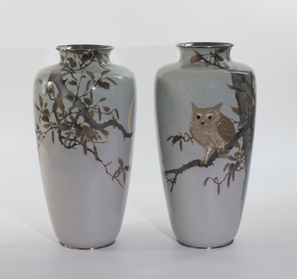 Sensational Pair Of Japanese Cloisonne Enamel Vases- Ando Company View II