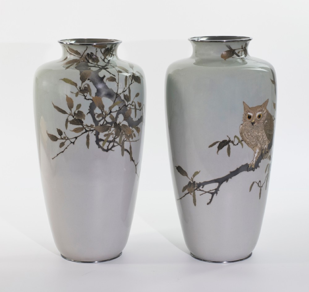 Sensational Pair Of Japanese Cloisonne Enamel Vases- Ando Company View III