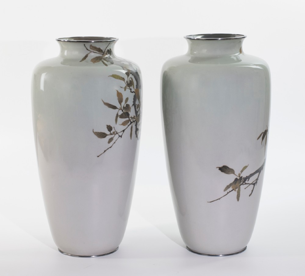Sensational Pair Of Japanese Cloisonne Enamel Vases- Ando Company View IV