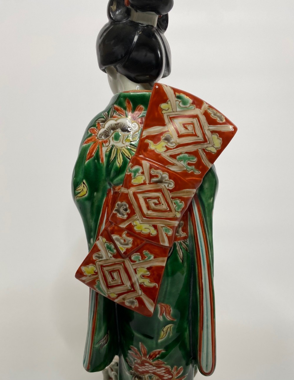 Large Japanese Kutani Bijin and Kitten Okimono View V