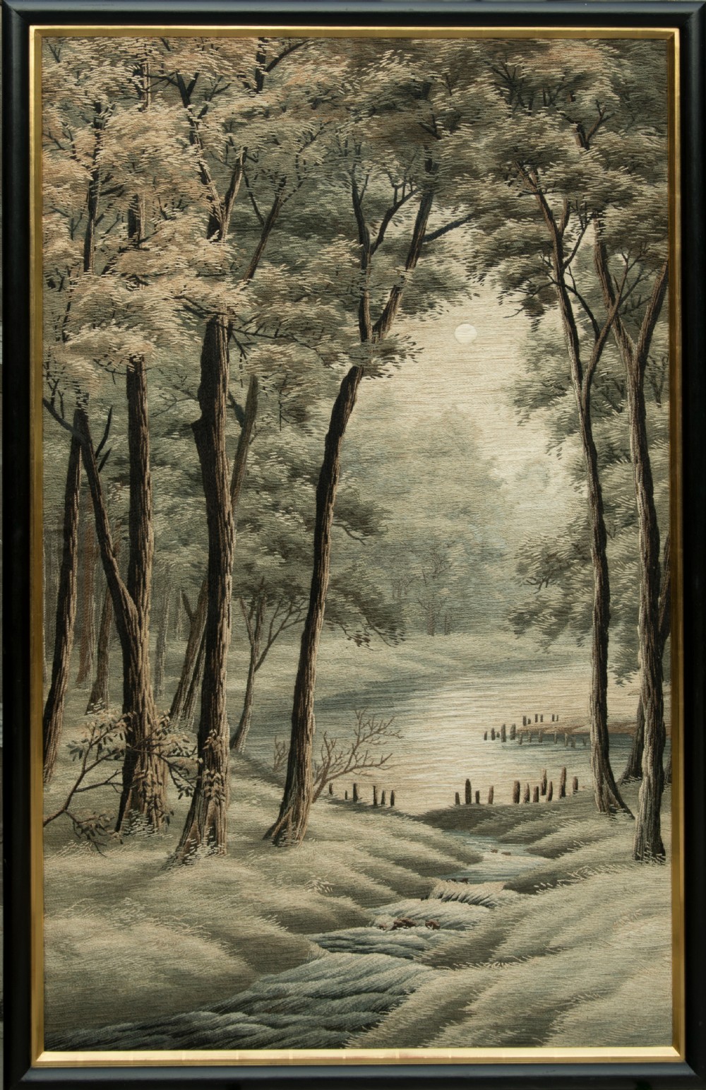 Large Japanese Silk Textile Landscape