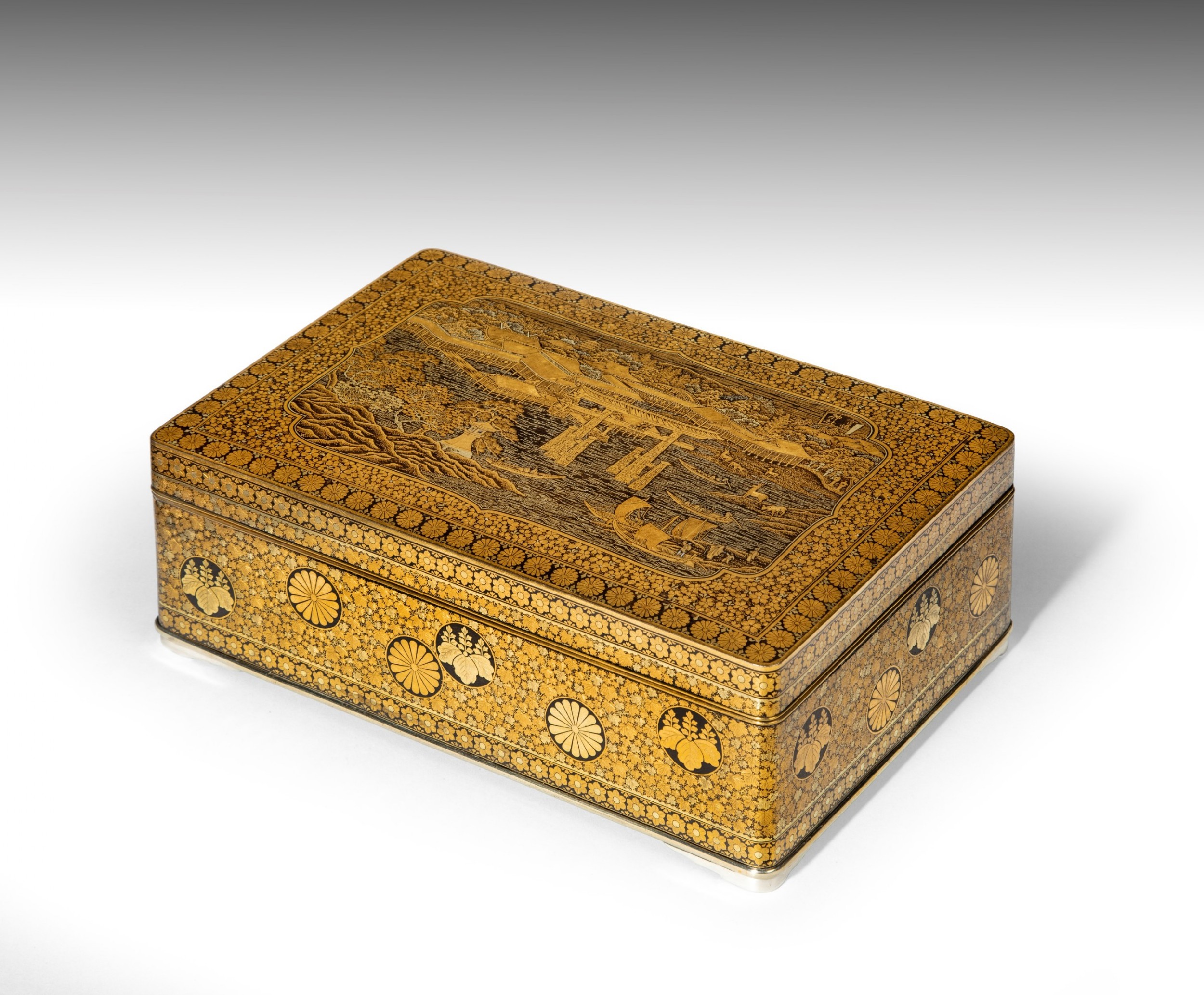 Large Japanese Iron and Silver Box by Komai View VIII