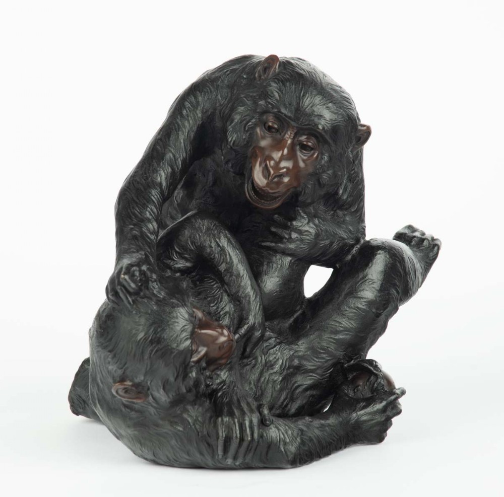 Captivating Japanese Bronze Monkey Okimono - Genryusai Seiya View III