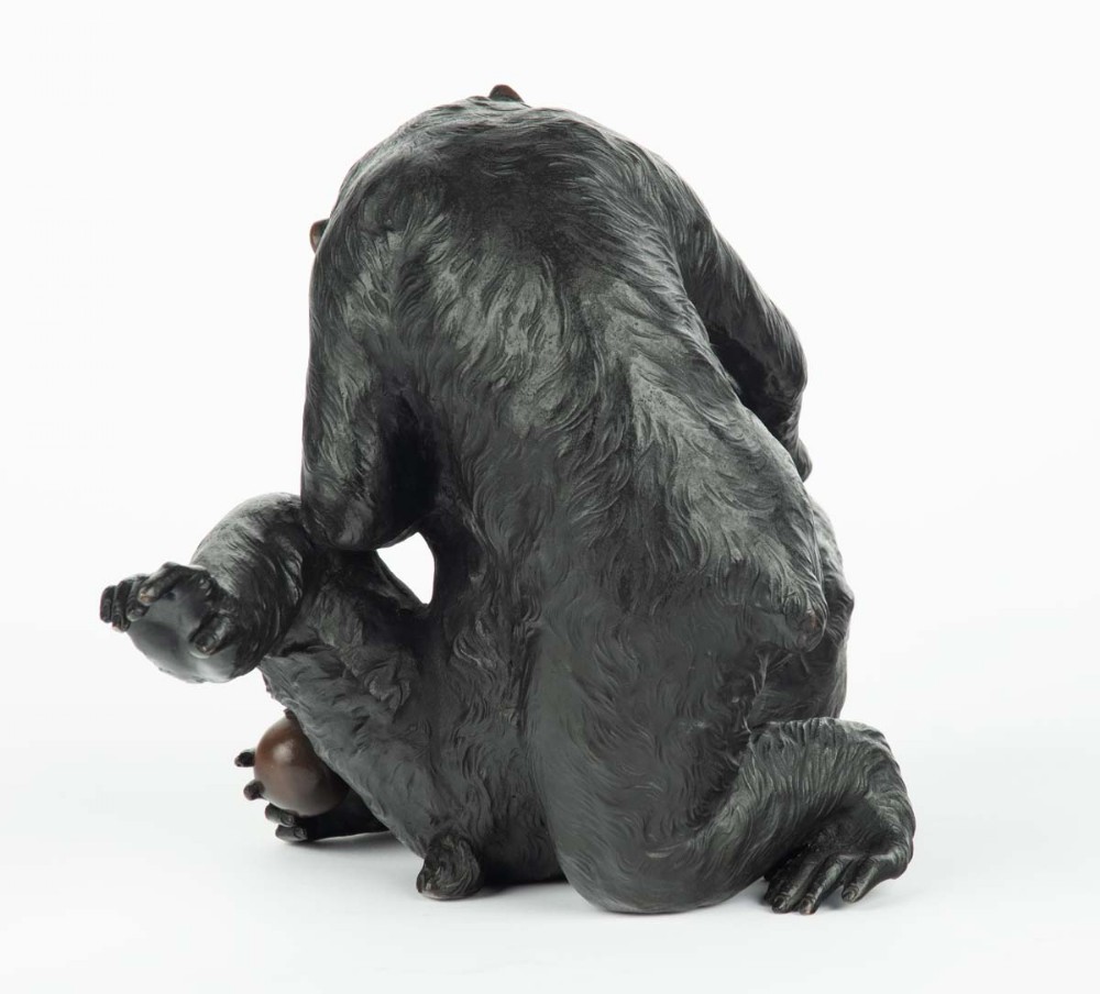Captivating Japanese Bronze Monkey Okimono - Genryusai Seiya View V
