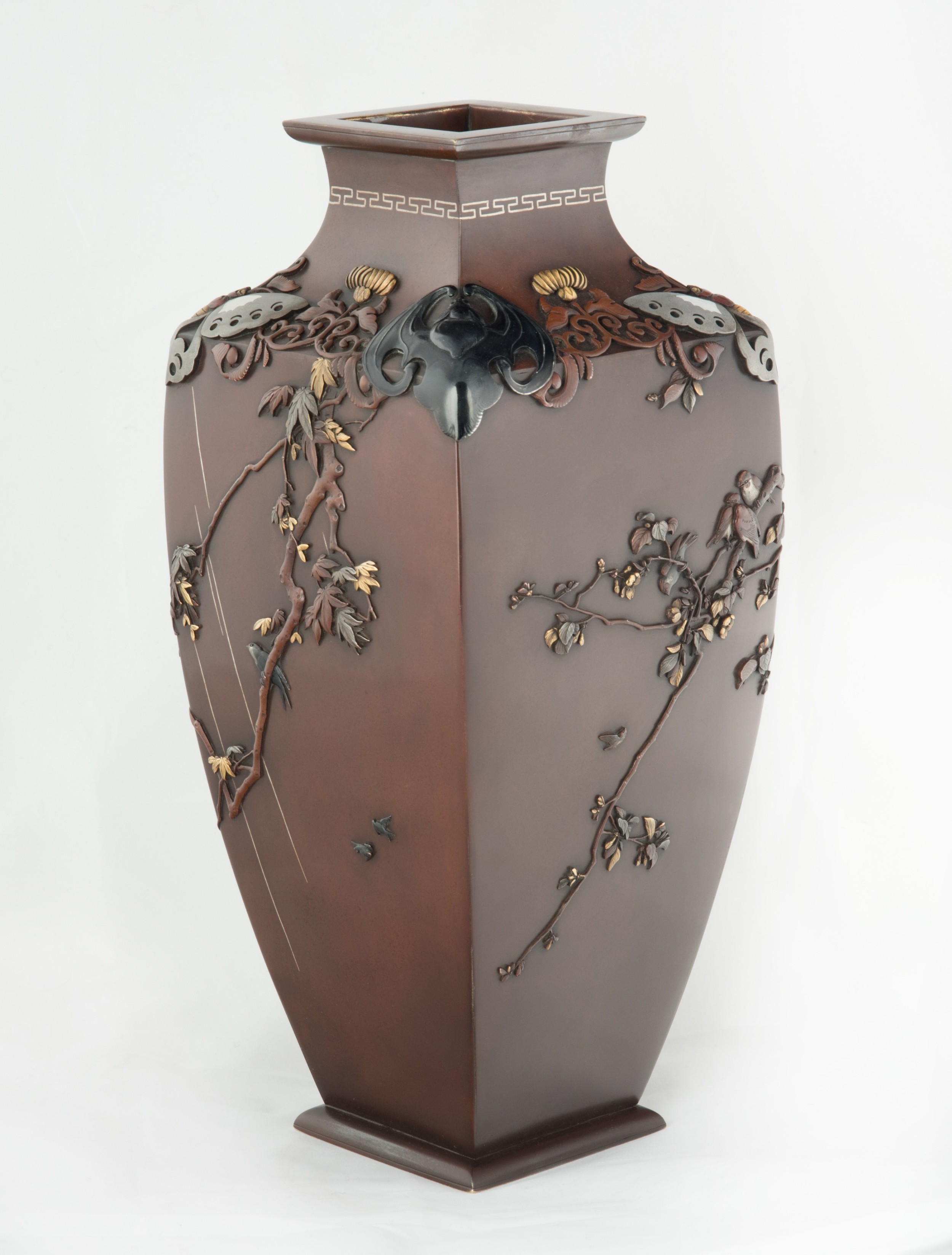 Large Japanese Bronze Mixed Metal Vase - Miyabe Atsuyoshi View III
