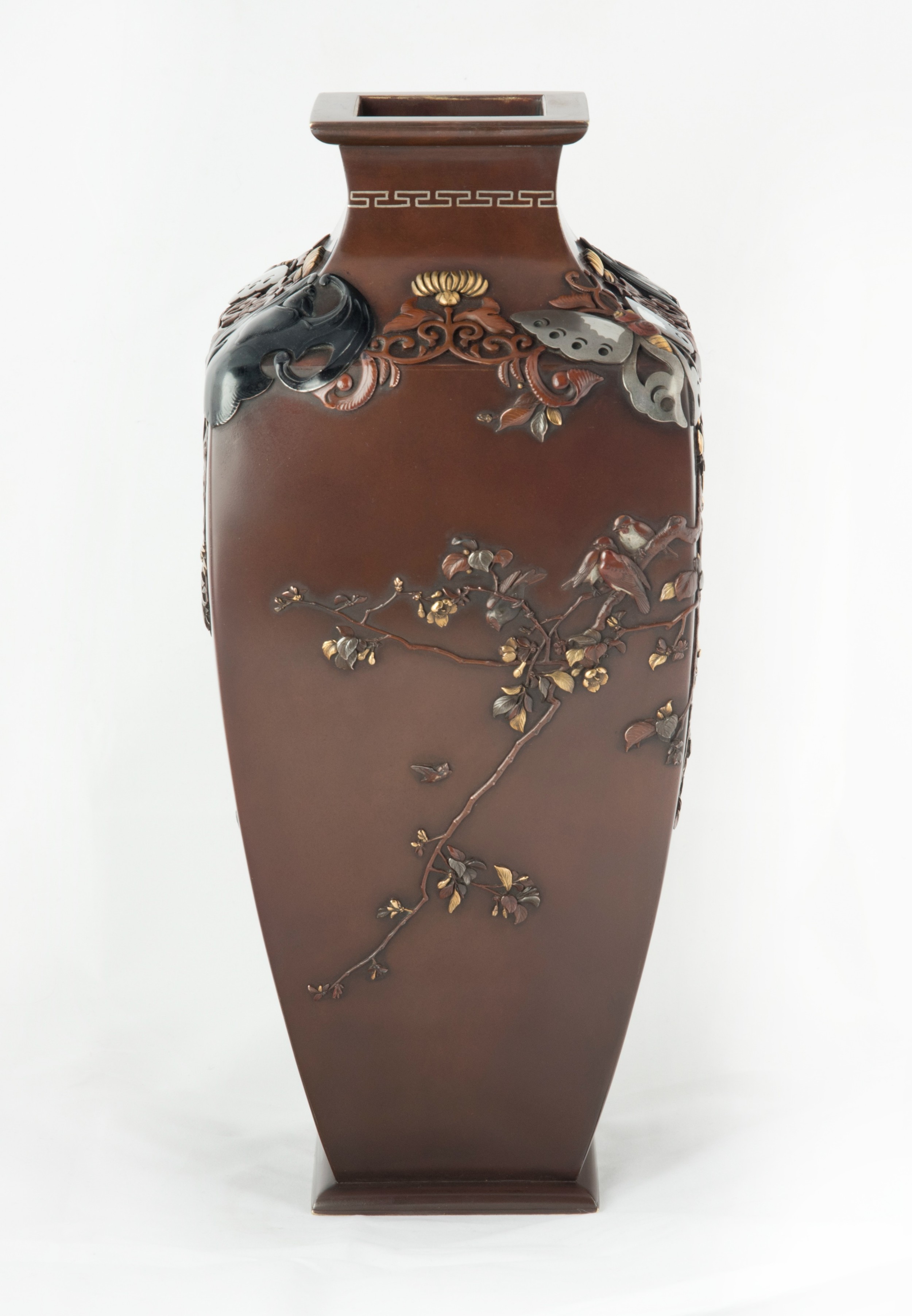 Large Japanese Bronze Mixed Metal Vase - Miyabe Atsuyoshi View IV