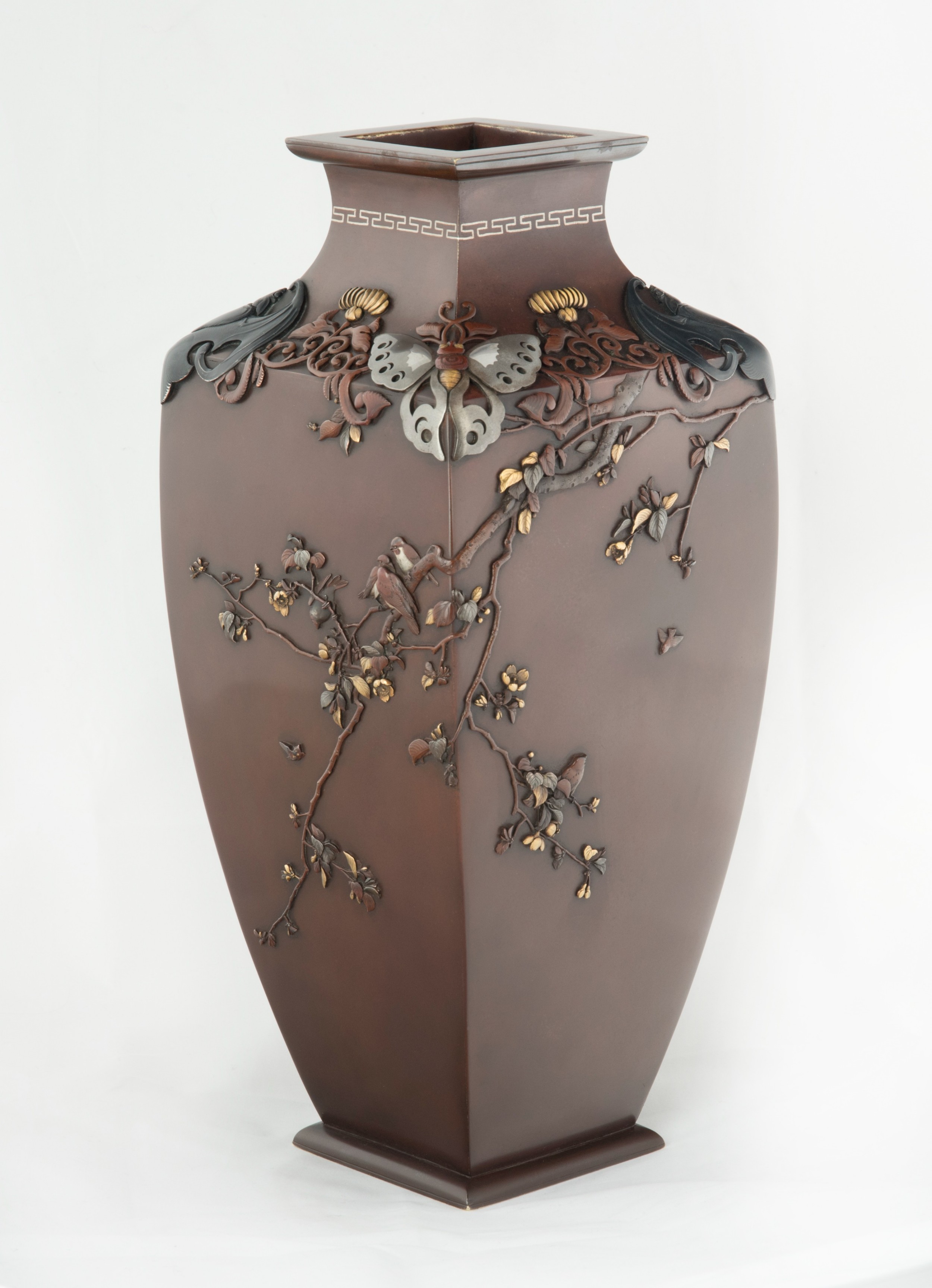 Large Japanese Bronze Mixed Metal Vase - Miyabe Atsuyoshi View V