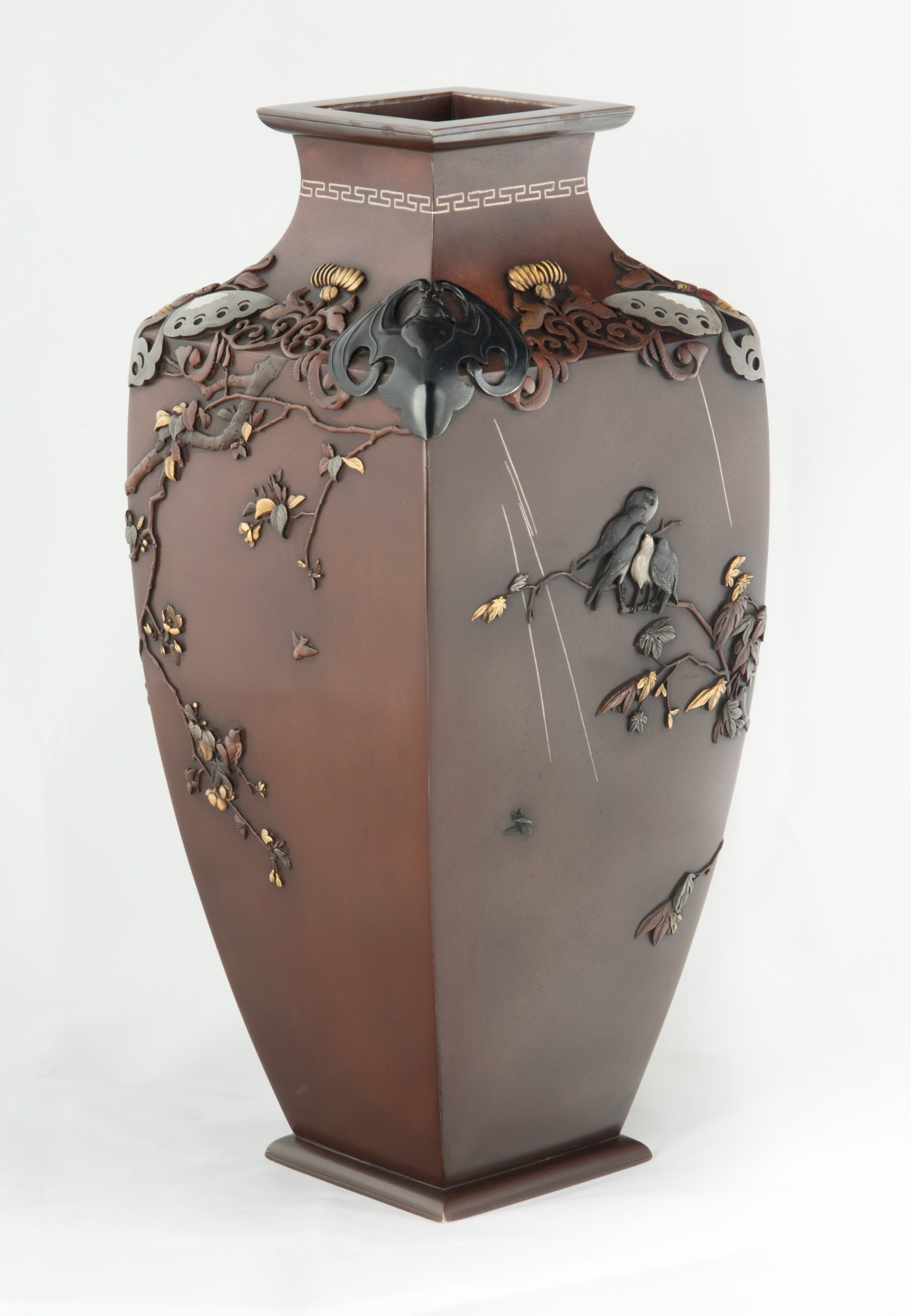 Large Japanese Bronze Mixed Metal Vase - Miyabe Atsuyoshi View VII