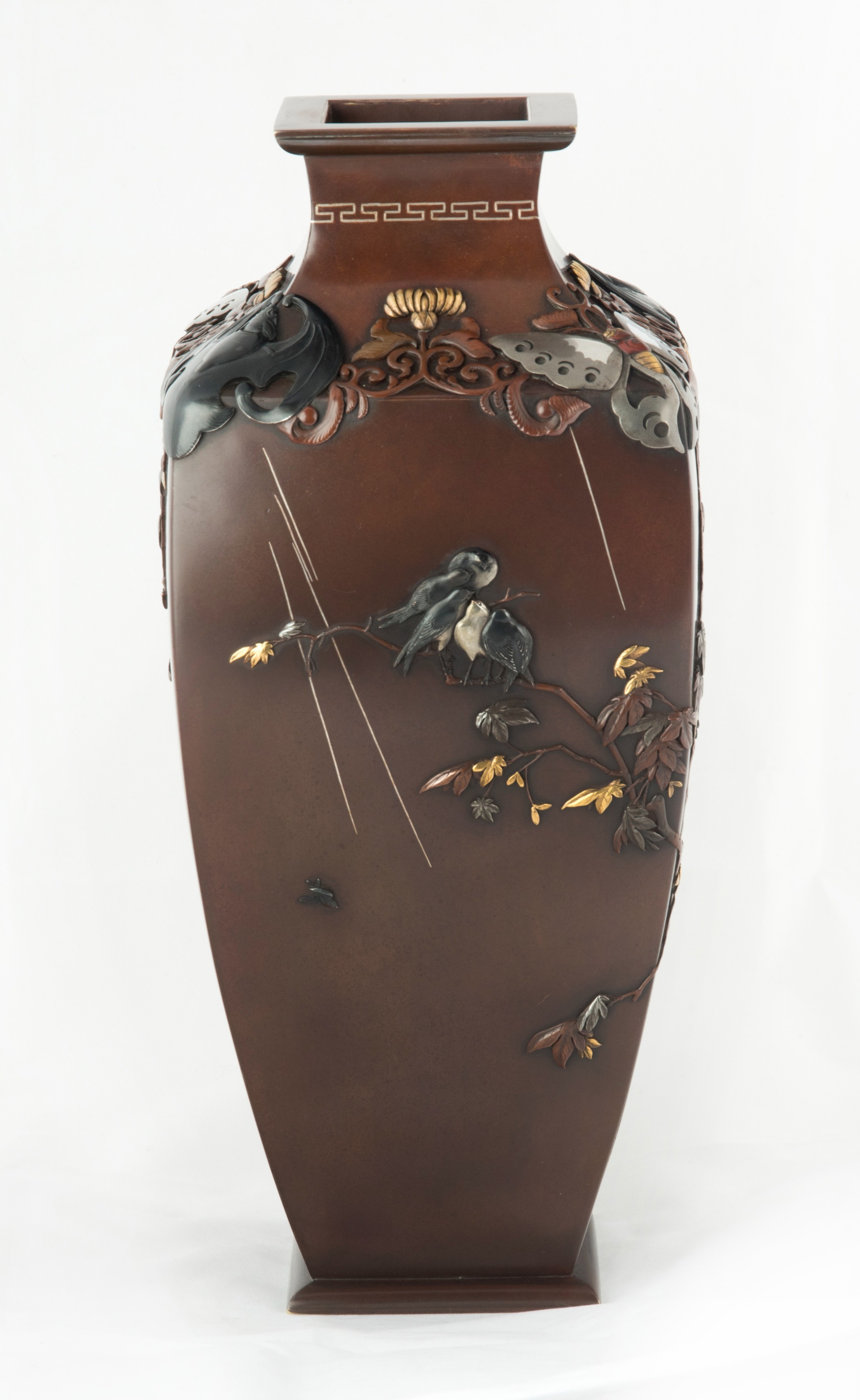 Large Japanese Bronze Mixed Metal Vase - Miyabe Atsuyoshi View VIII