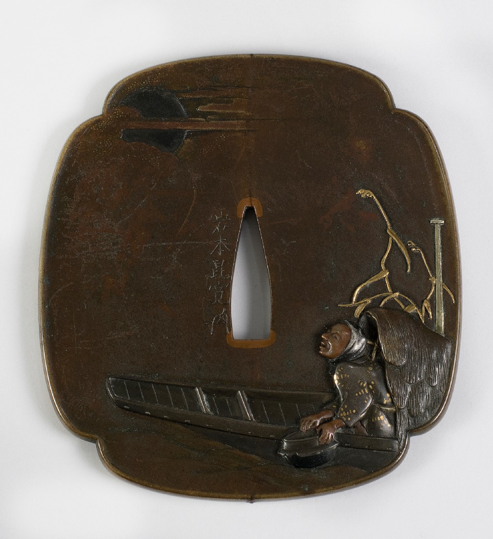 japanese bronze mixed metal tsuba iwamoto konkan 17441801 - CATEGORY: ANTIQUE METAL - DATED 18TH CENTURY