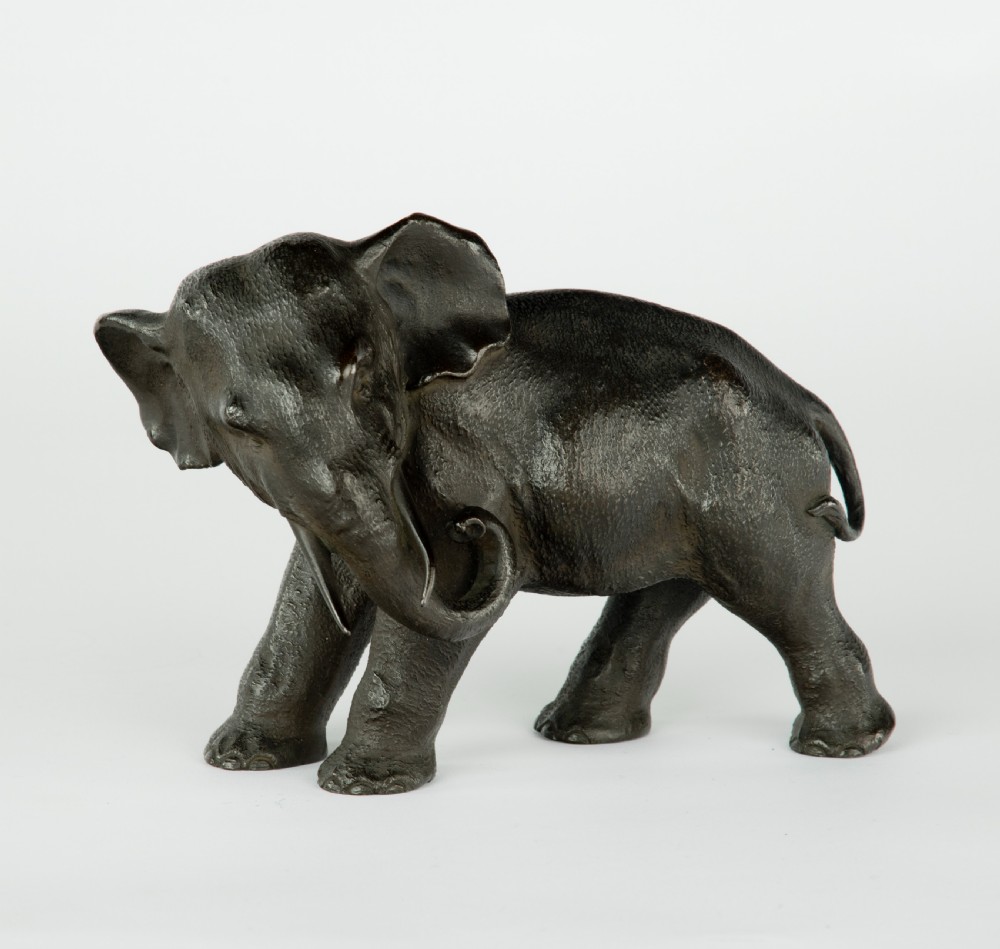 Japanese Bronze Elephant Okimono by Maruki Company