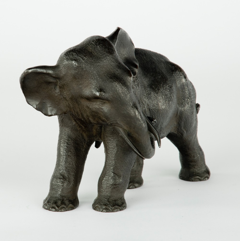 Japanese Bronze Elephant Okimono by Maruki Company View II