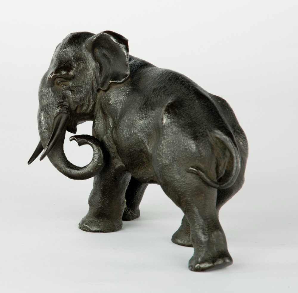Japanese Bronze Elephant Okimono by Maruki Company View VI