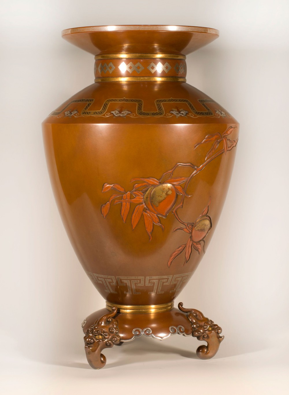 Large Japanese Bronze Monkey Vase - Hokugaku I View VII