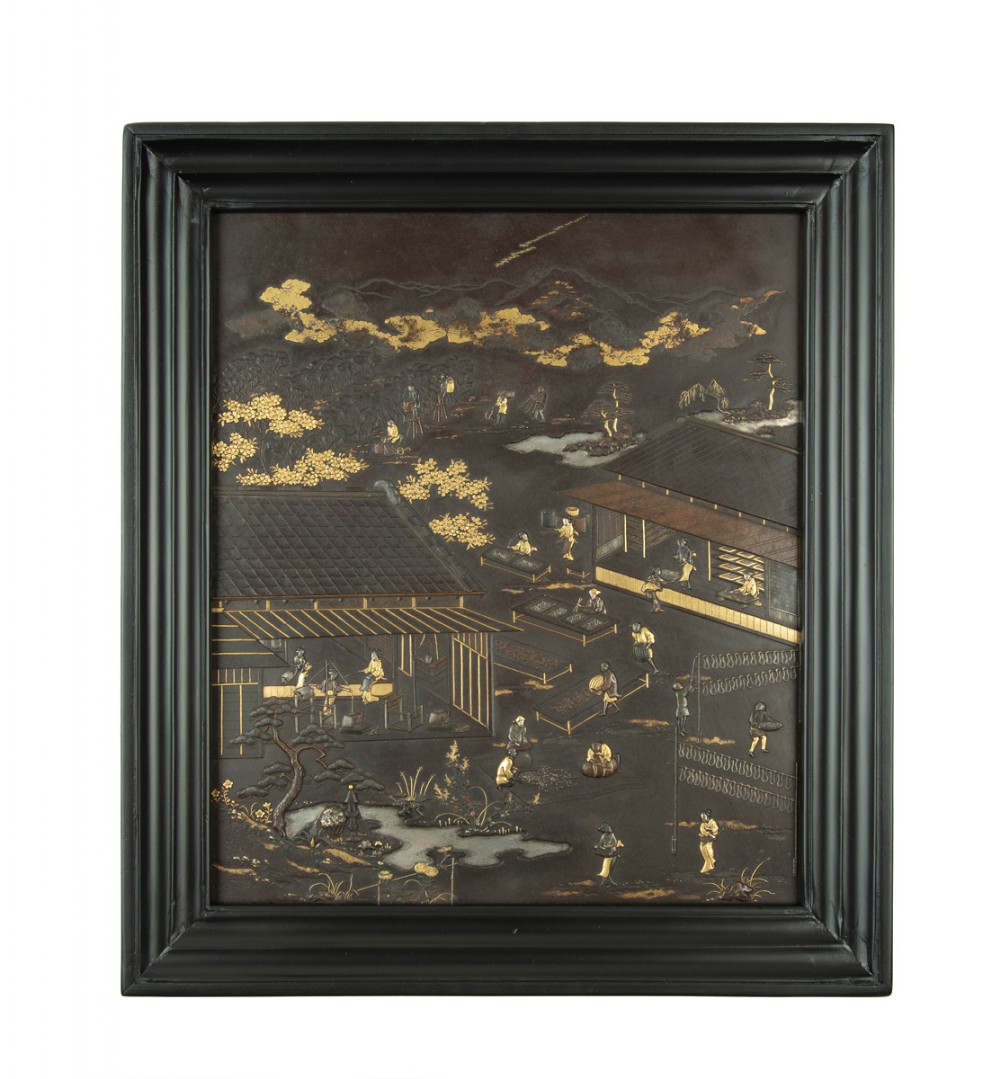 fascinating japanese iron panel komai company of kyoto - CATEGORY: ANTIQUE METAL - DATED 1880