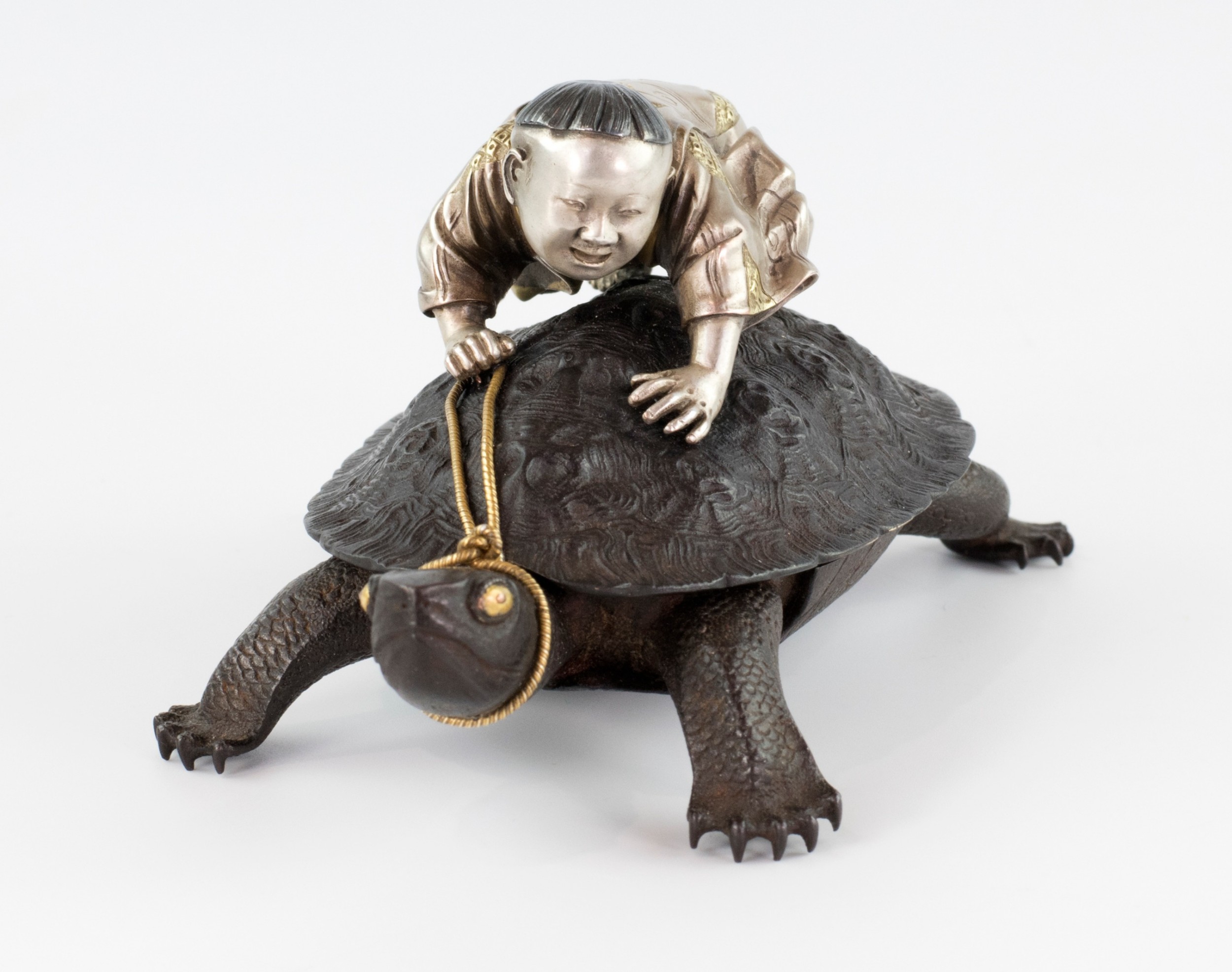 Exceptional Japanese Iron and Mixed Metal Lidded Box View X