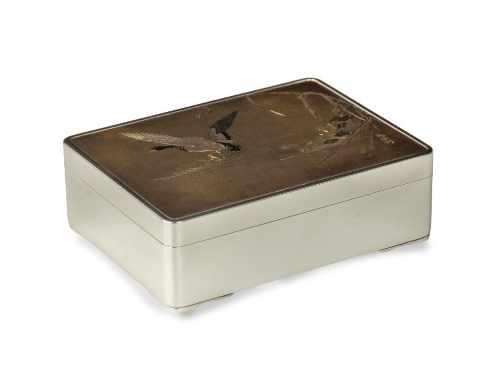 Charming Japanese Pure Silver and Mixed Metal Table Box View III