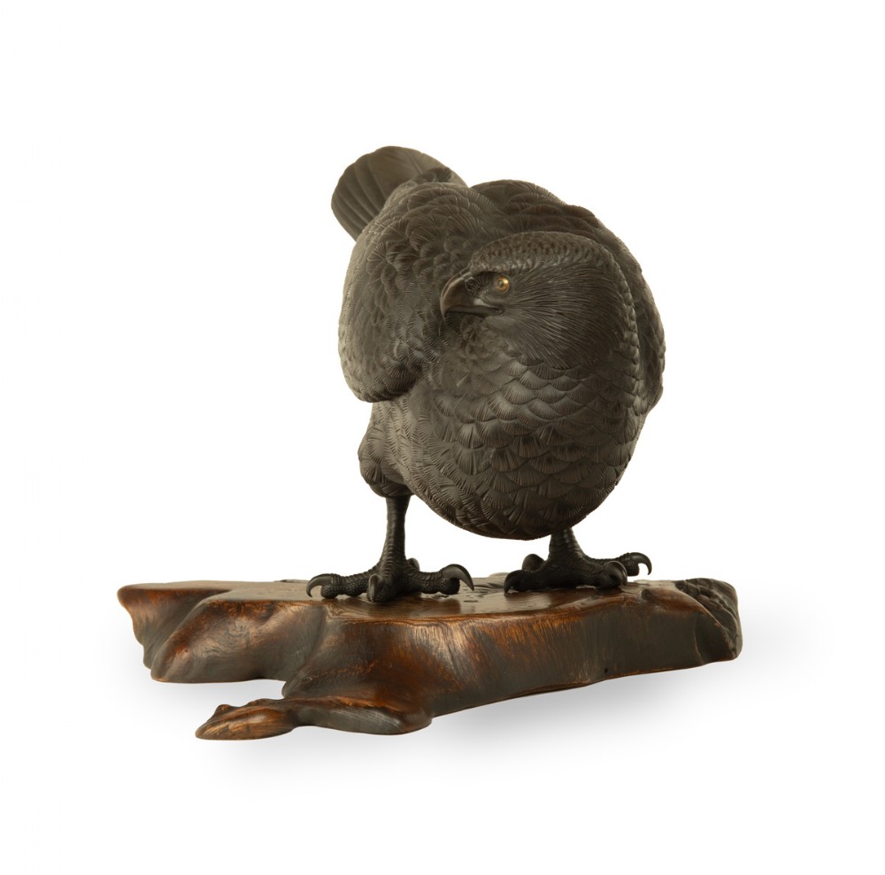 Japanese Bronze Hawk Okimono by Maruki View VI