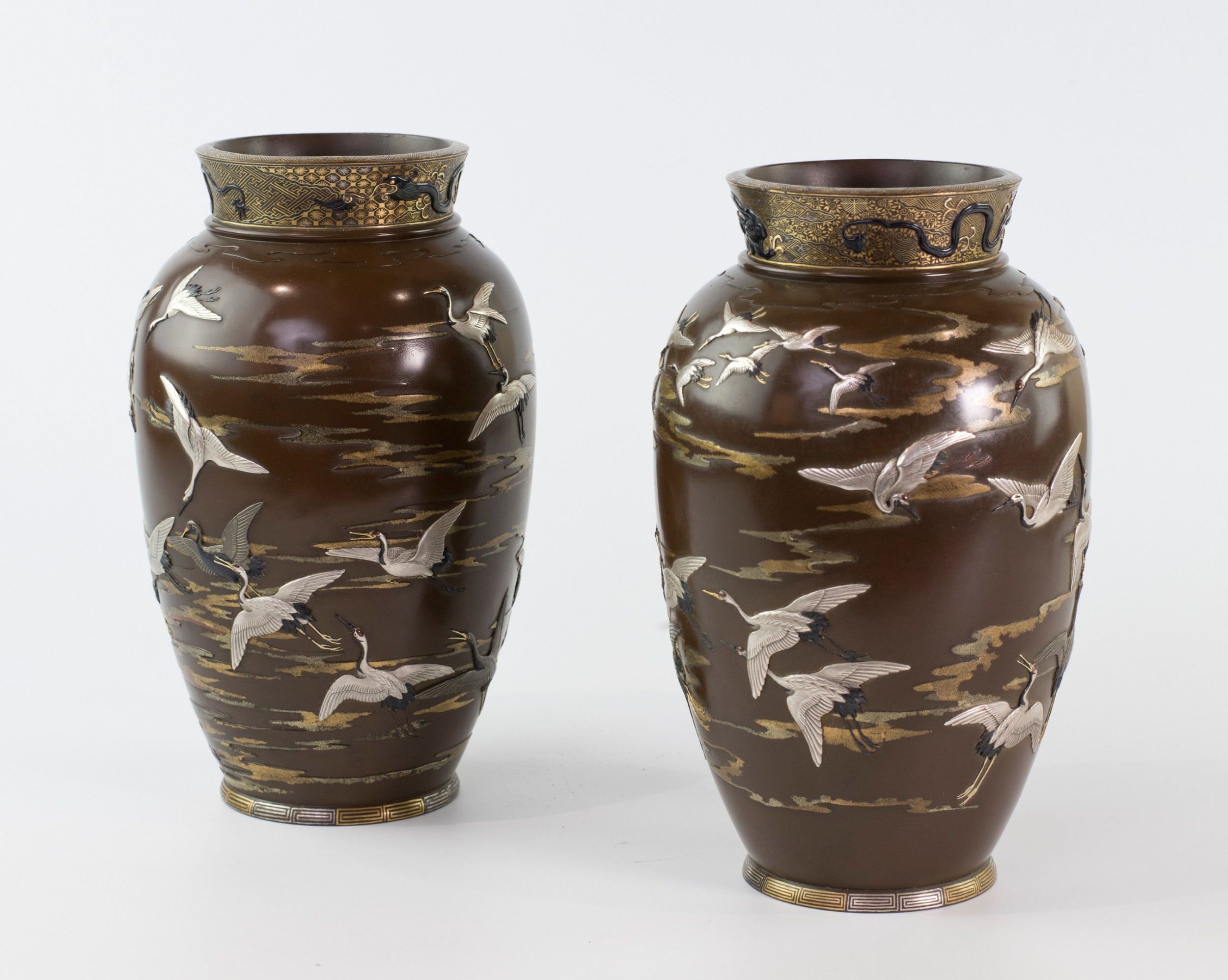 Fascinating Japanese Bronze and Mixed Metal Vases View III