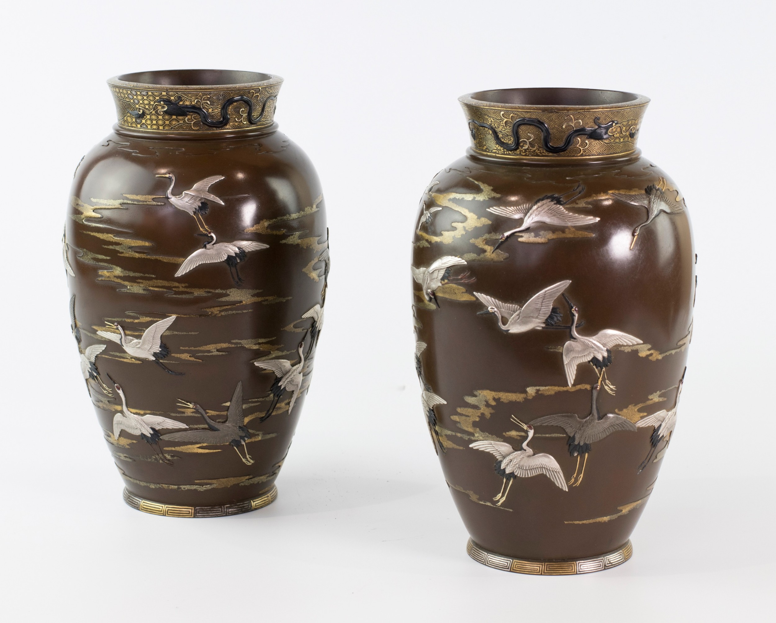 Fascinating Japanese Bronze and Mixed Metal Vases View IV