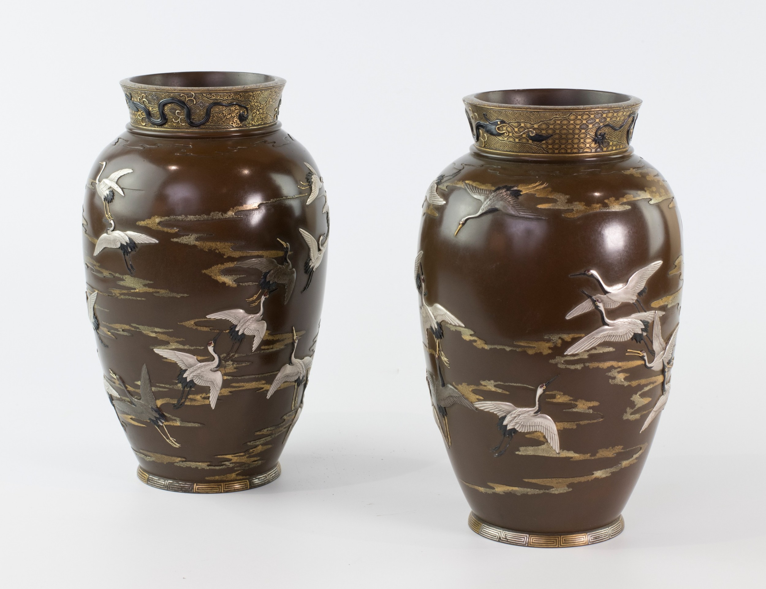 Fascinating Japanese Bronze and Mixed Metal Vases View VI