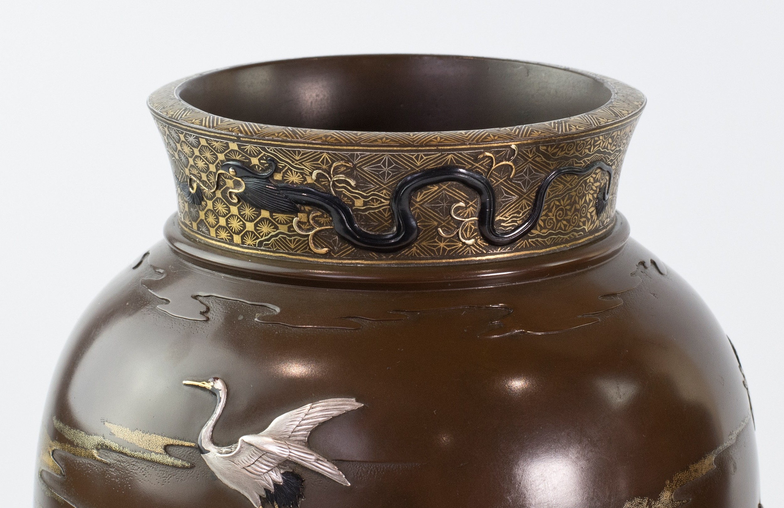 Fascinating Japanese Bronze and Mixed Metal Vases View VII