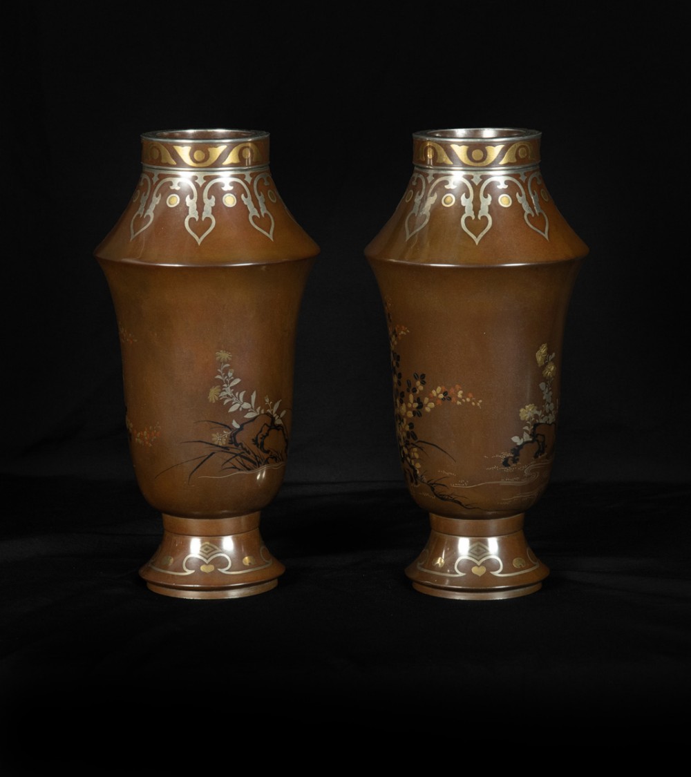 Japanese Kanazawa School Bronze Vases - Goto Seijiro View VII
