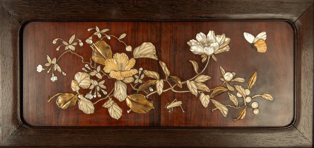 Japanese Shibayama Decorated Hardwood Shodana Cabinet View III