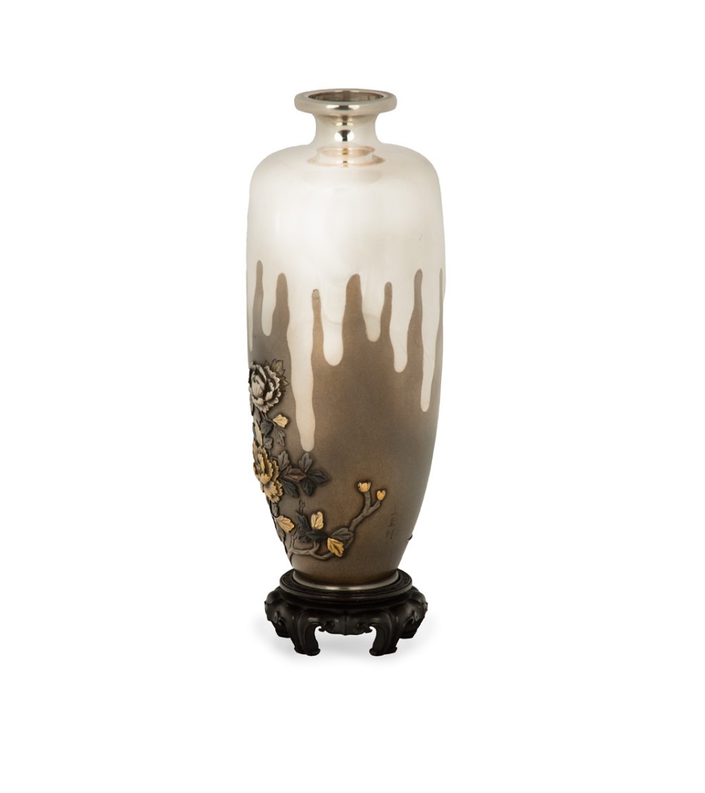 Exquisite Japanese Mixed Metal Vase by Ozeki Company (2 of 2) View III