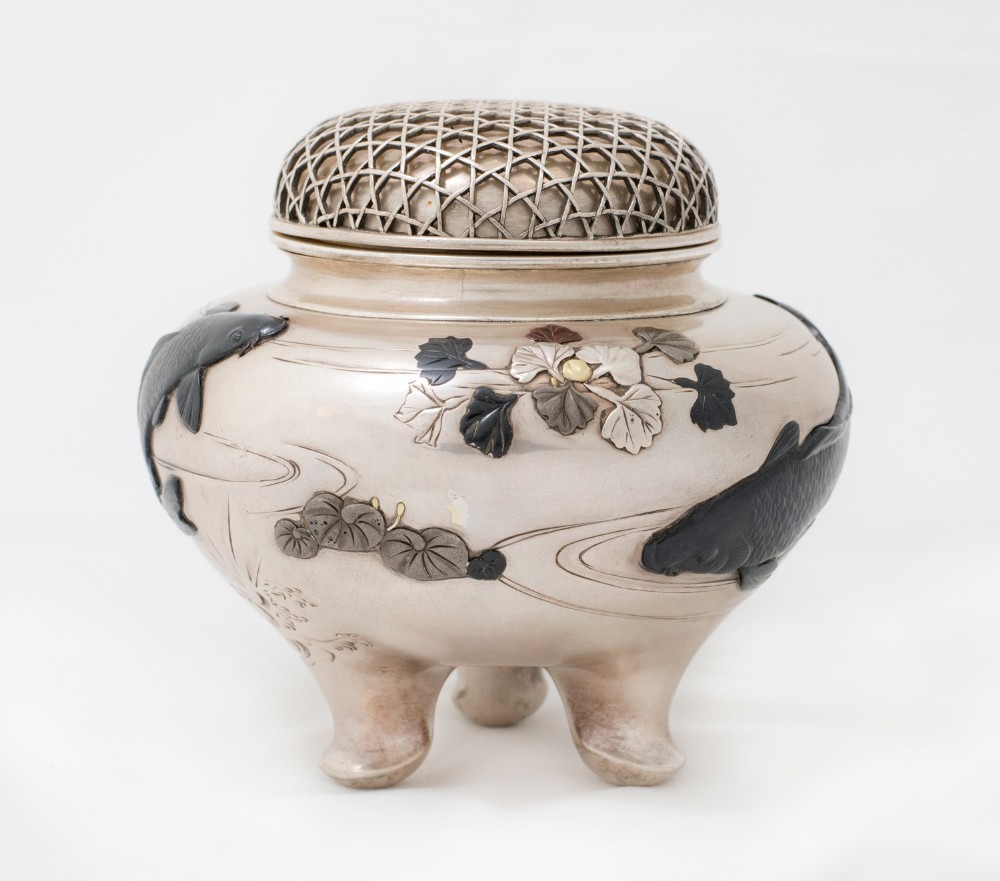 Japanese Silver and Mixed Metal Carp Koro View V