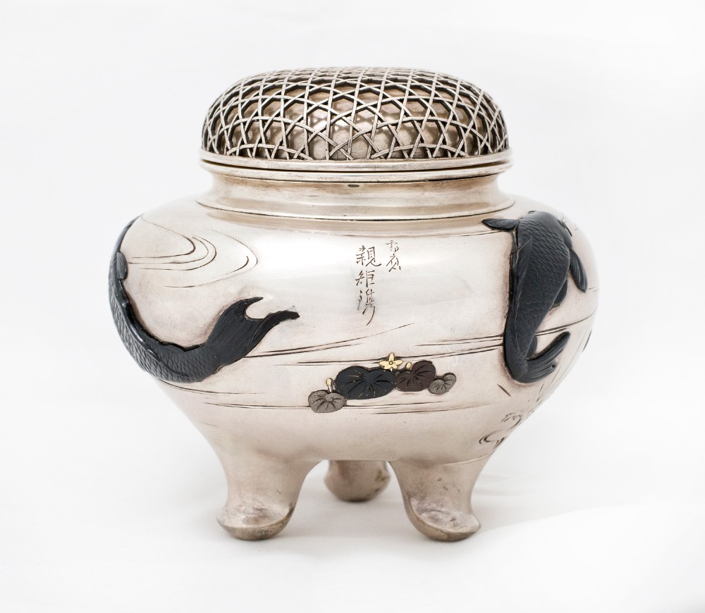 Japanese Silver and Mixed Metal Carp Koro View XII