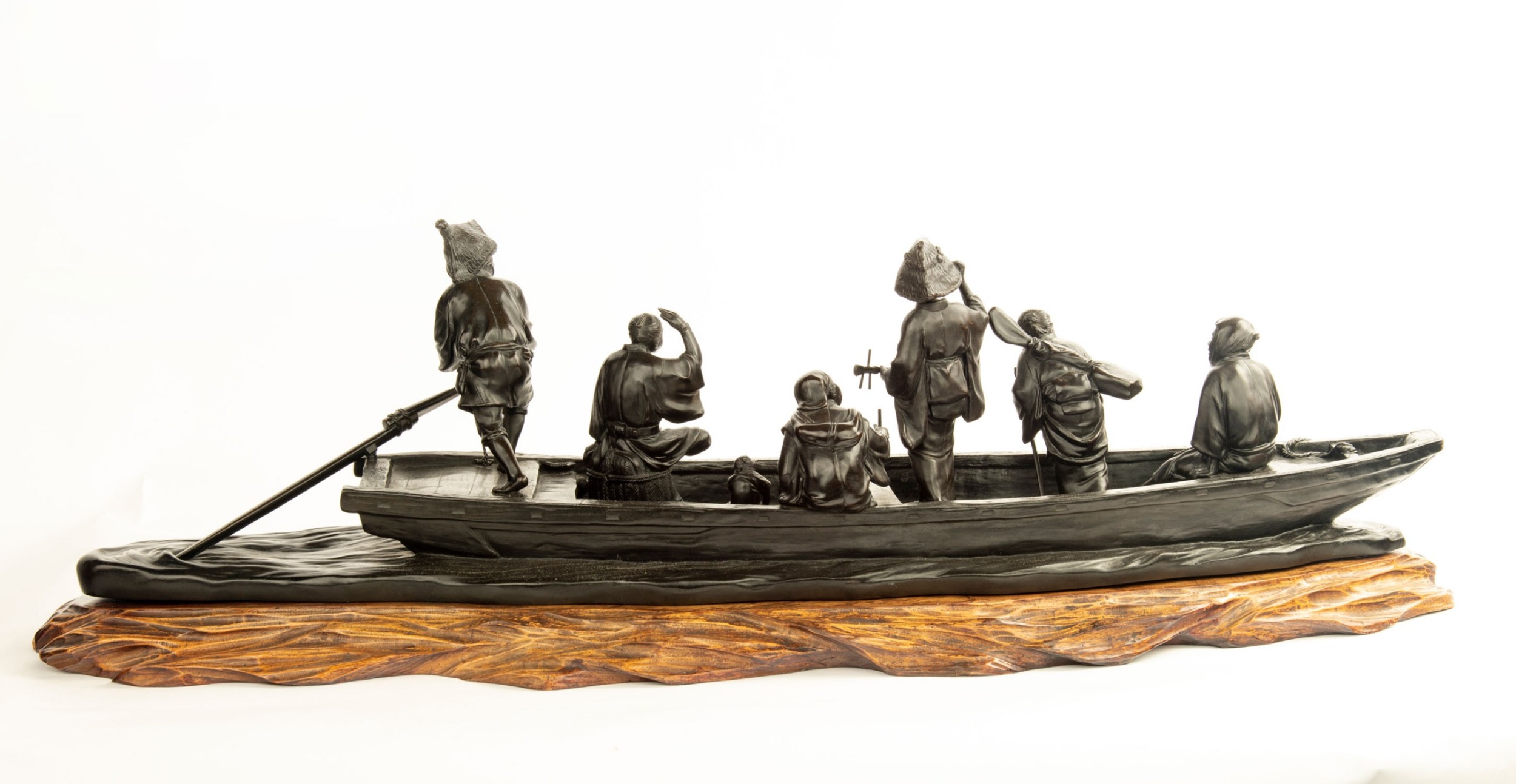 Very Large Japanese Bronze Ferry Boat Okimono by Seiya View X
