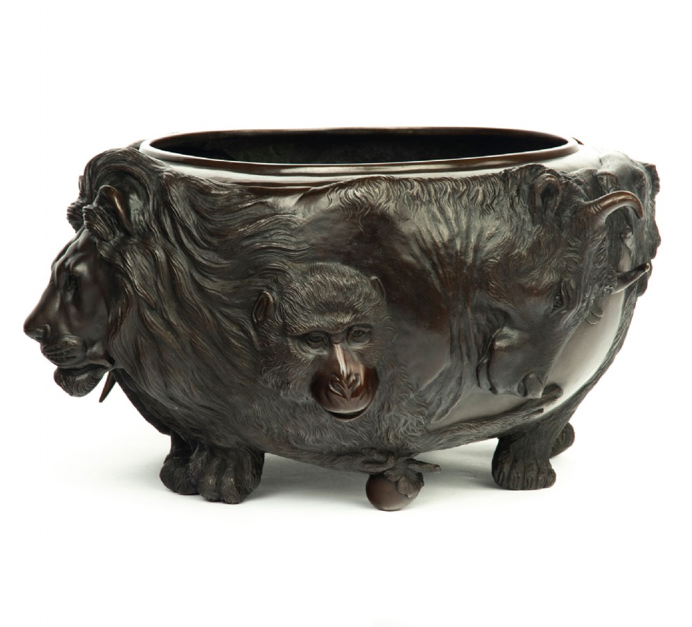 Large Japanese Bronze Zoomorphic Jardiniere by Seiya View III